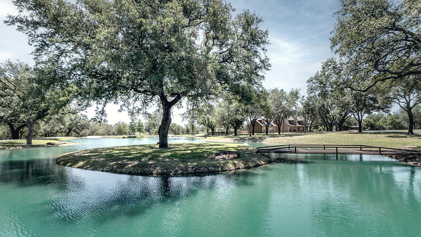 Boardwalk across the lake at Big Drop Ranch